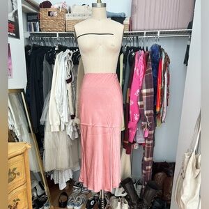 Pink Satin Slip Skirt